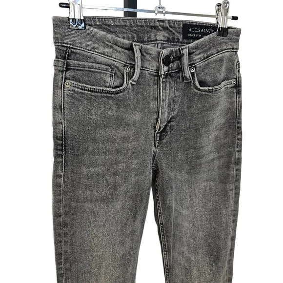 All Saints Womens Grace Slashed  Skinny Jeans Gray Wash Size 24 - Picture 9 of 10